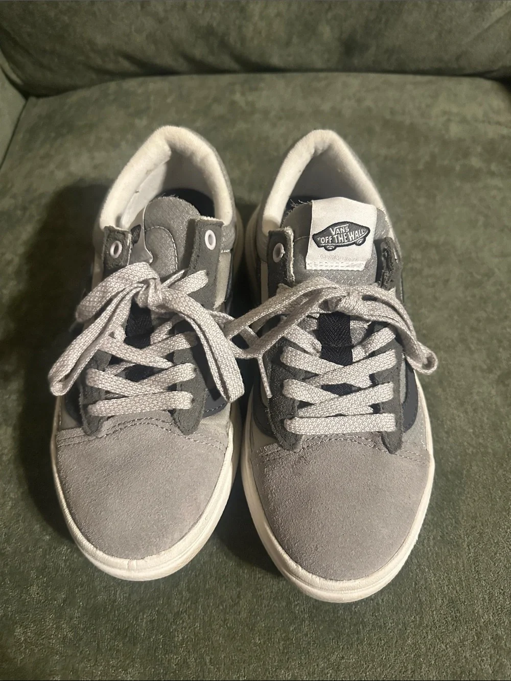 Vans Gray and White Old Skool Platform Sneakers